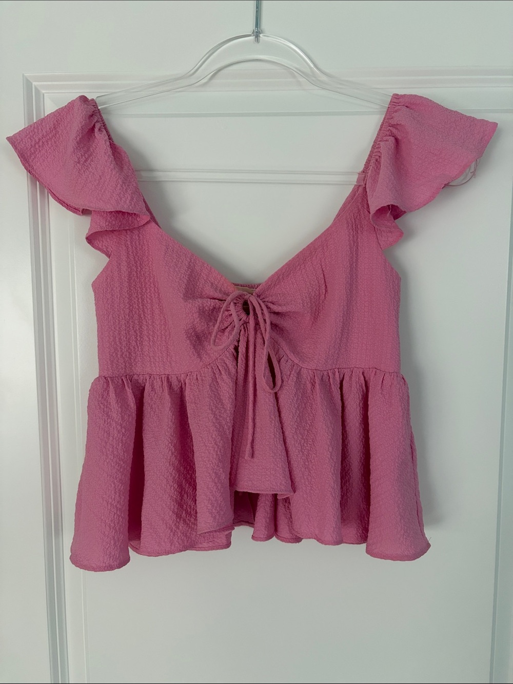 Urban Outfitters Pink Ruffle Tie-Front Top Size XS